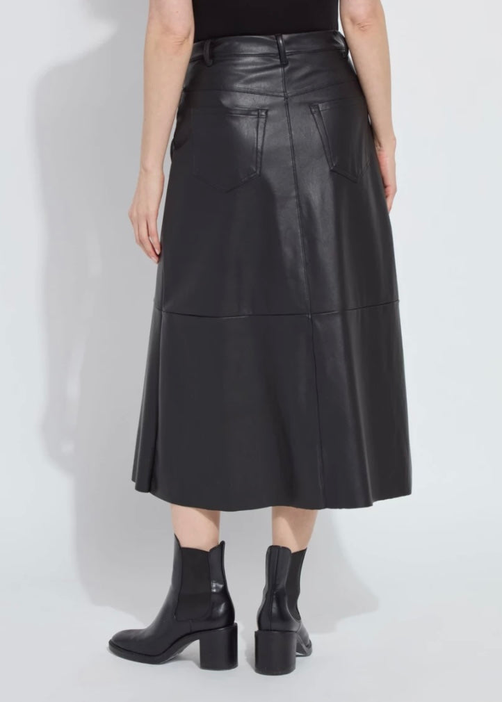 Warren A-Line Vegan Leather Skirt-Black