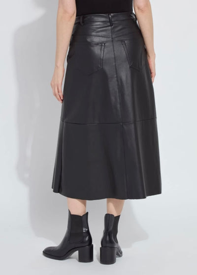 Warren A-Line Vegan Leather Skirt-Black