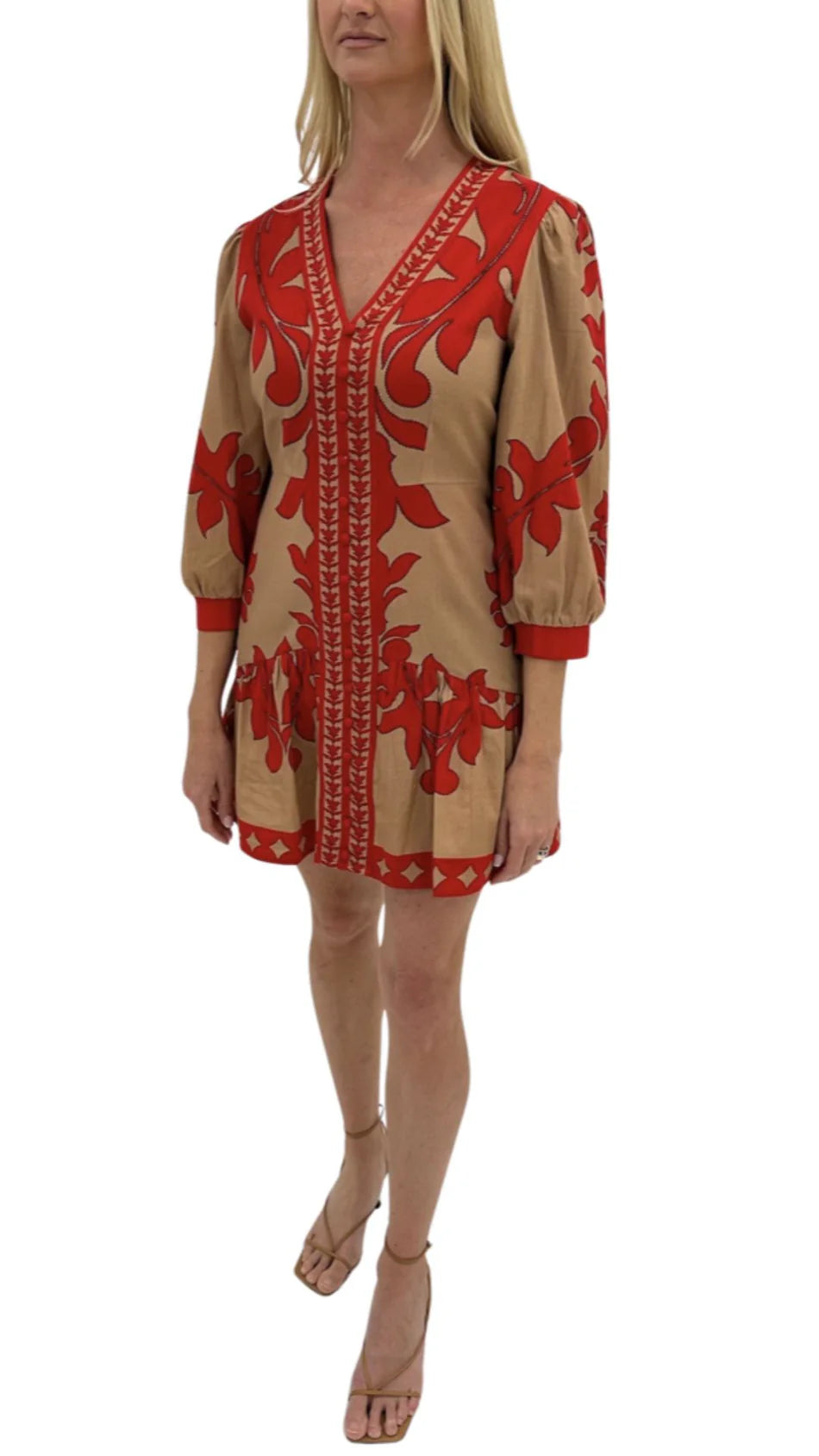 Harper Dress-Red/Khaki