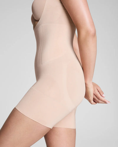 Spanx Open Bust Mid Thigh Bodysuit-Soft Nude