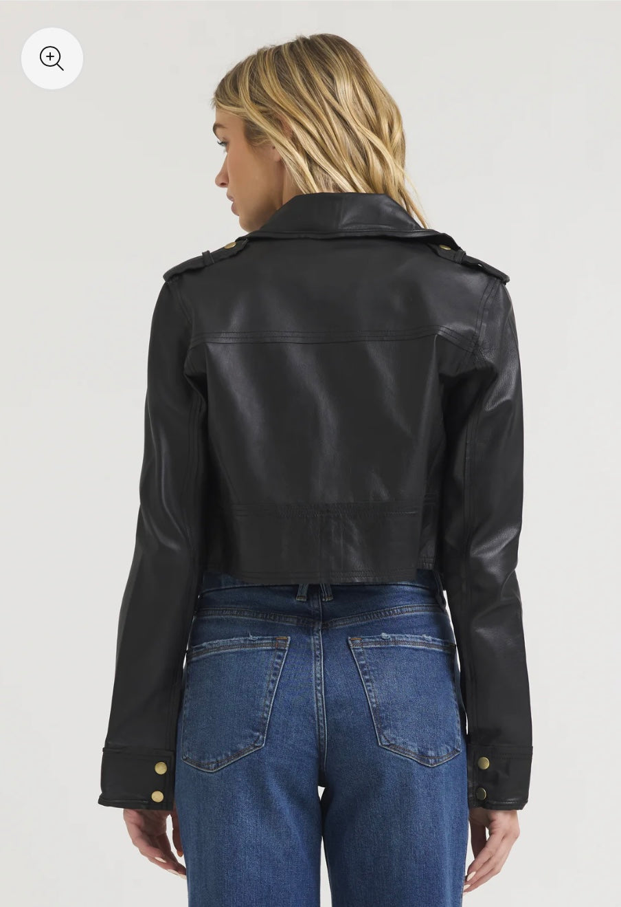 Erin Burnished Leather Jacket-Black and Gold