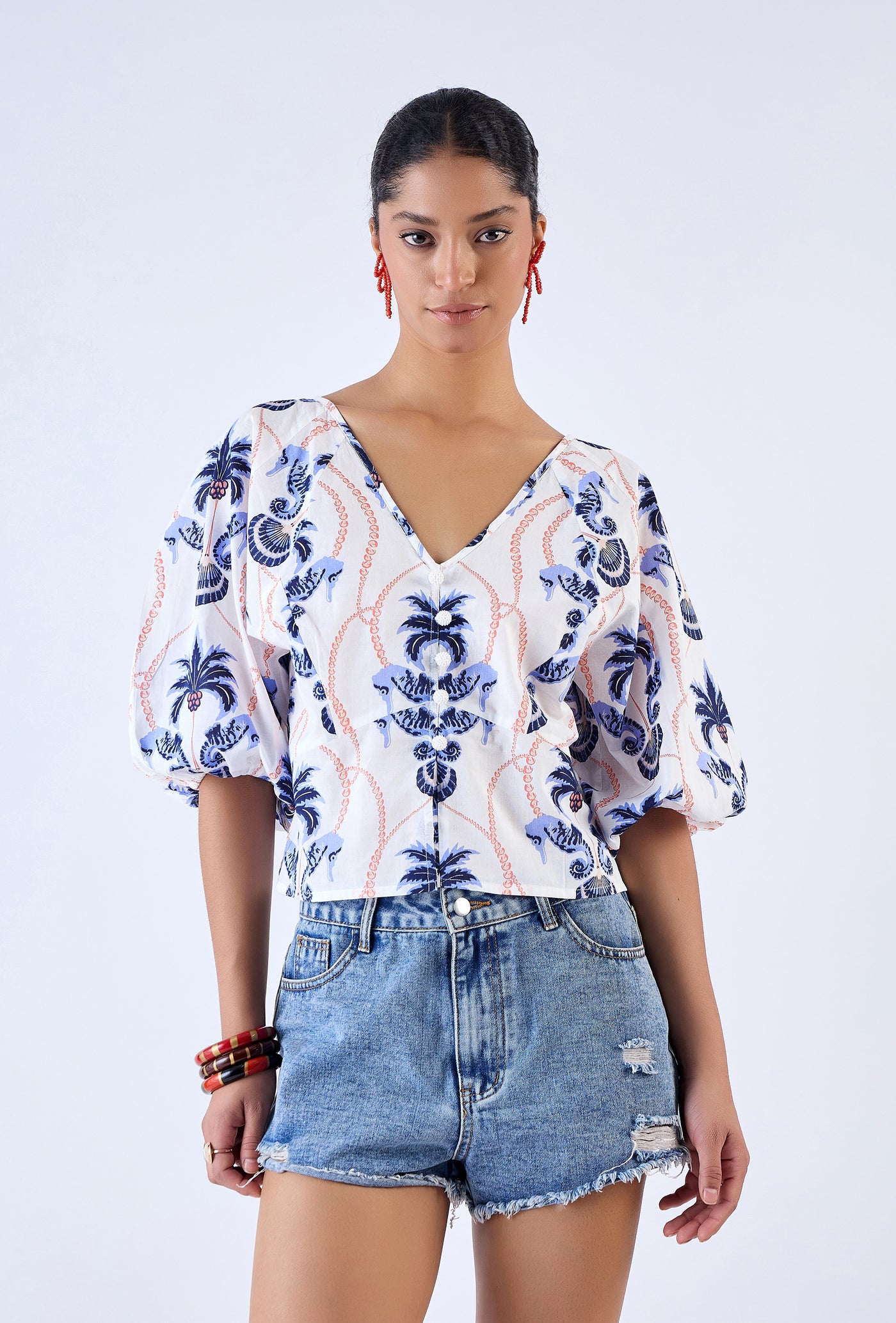 Vivi Top-Paradise Island Navy