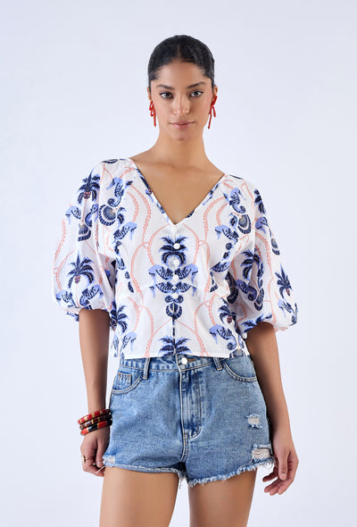 Vivi Top-Paradise Island Navy