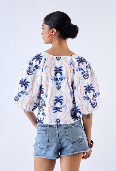 Vivi Top-Paradise Island Navy