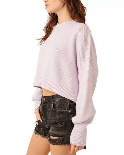 Easy Street Cropped Sweater-Frost Lavender