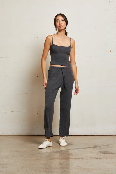 Remi-Sweater Rib Drawstring Pant-Charcoal