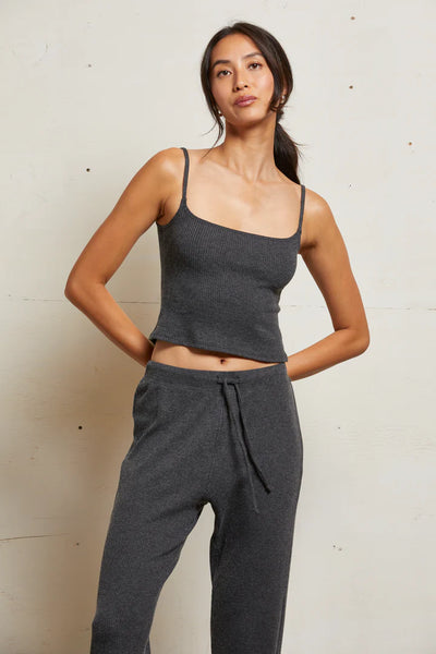 Remi-Sweater Rib Drawstring Pant-Charcoal