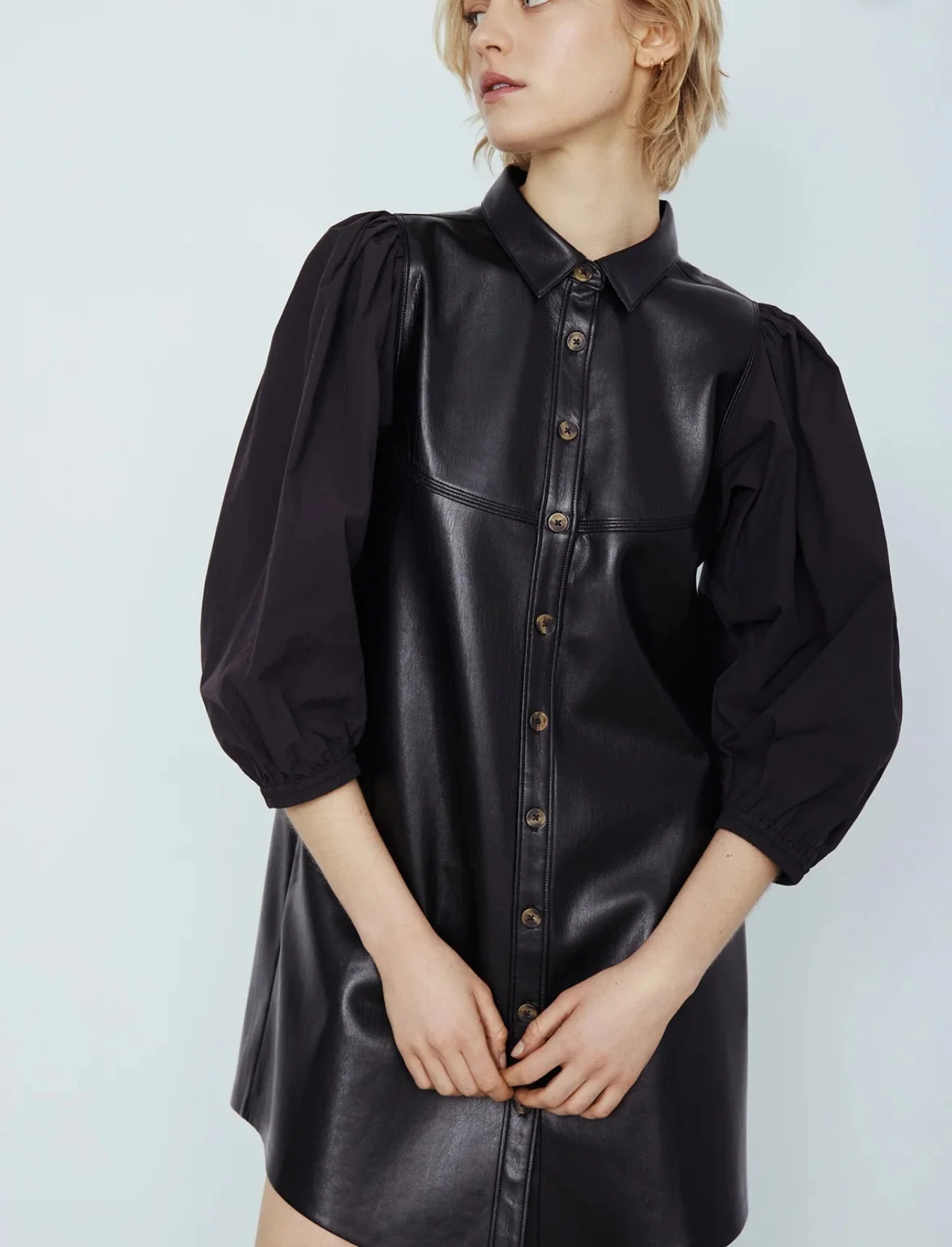 Vegan Leather Dress-Black