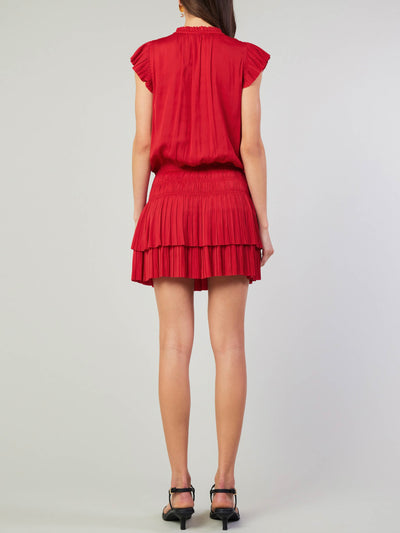 Zoey Pleated Mini Dress-Red