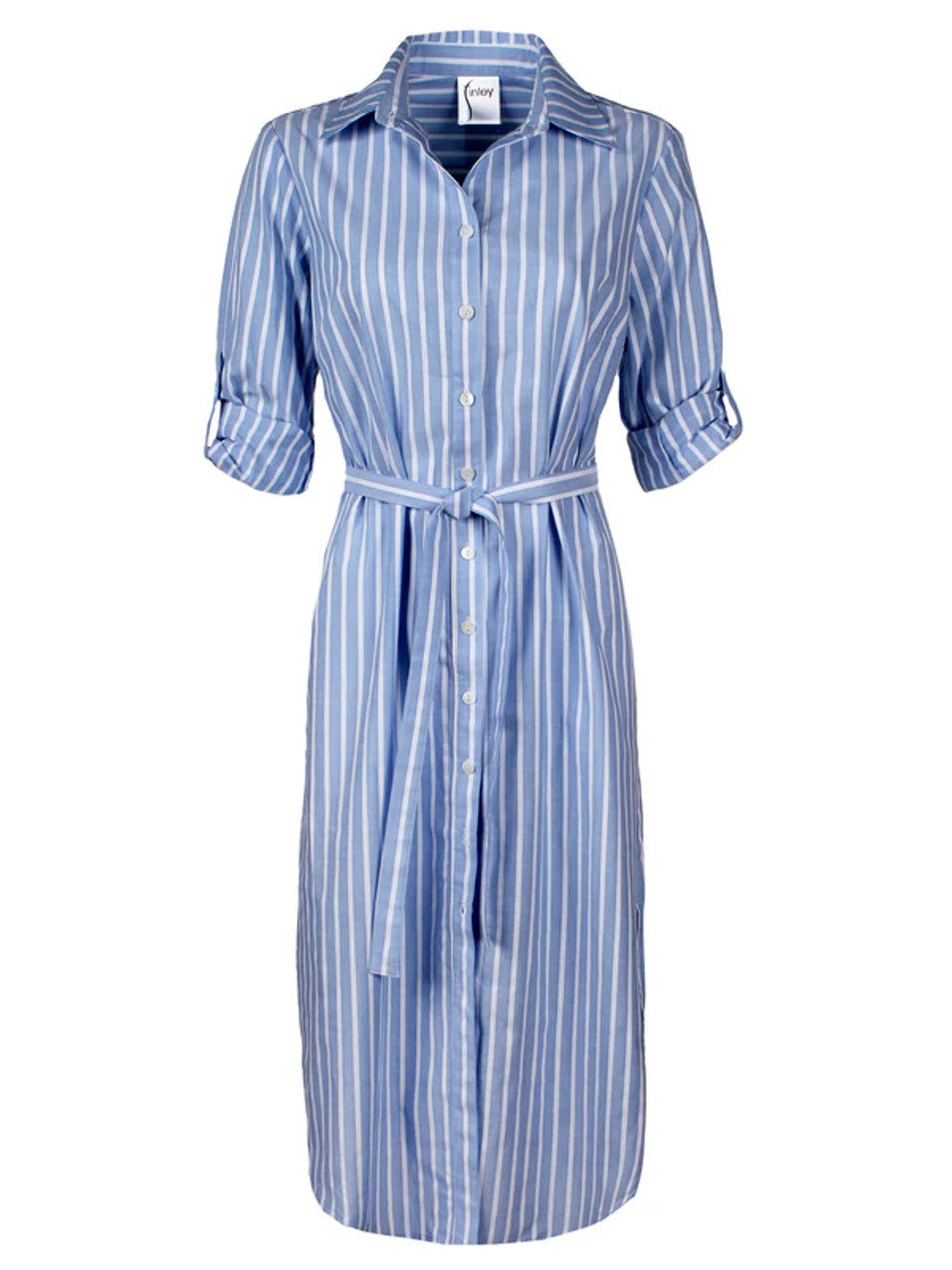 Alex Dress-Blue and White Dobby Stripe