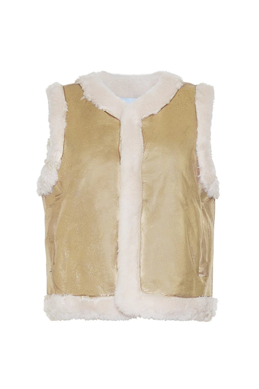 The Cher Metallic Vest-Gold Champagne