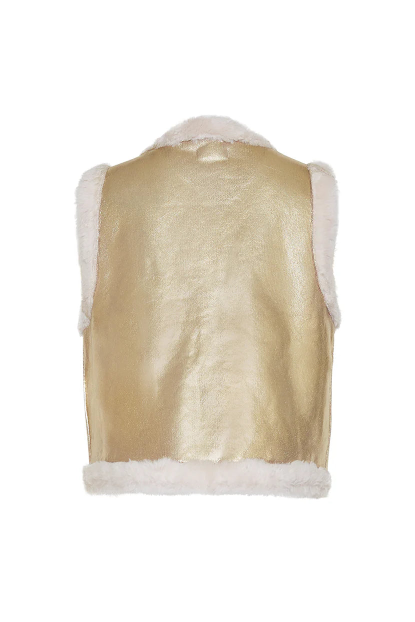 The Cher Metallic Vest-Gold Champagne