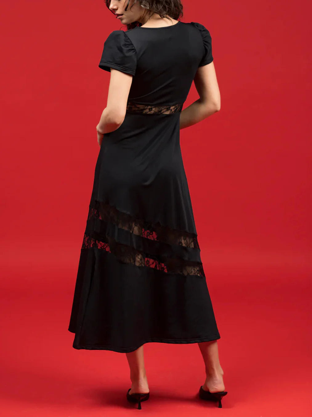Octavia Maxi Dress-Black With Lace
