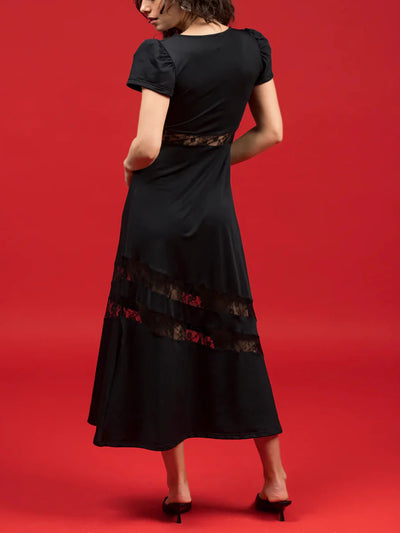 Octavia Maxi Dress-Black With Lace