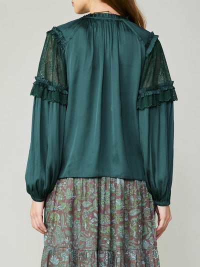 Forest Green Top With Lace Detail