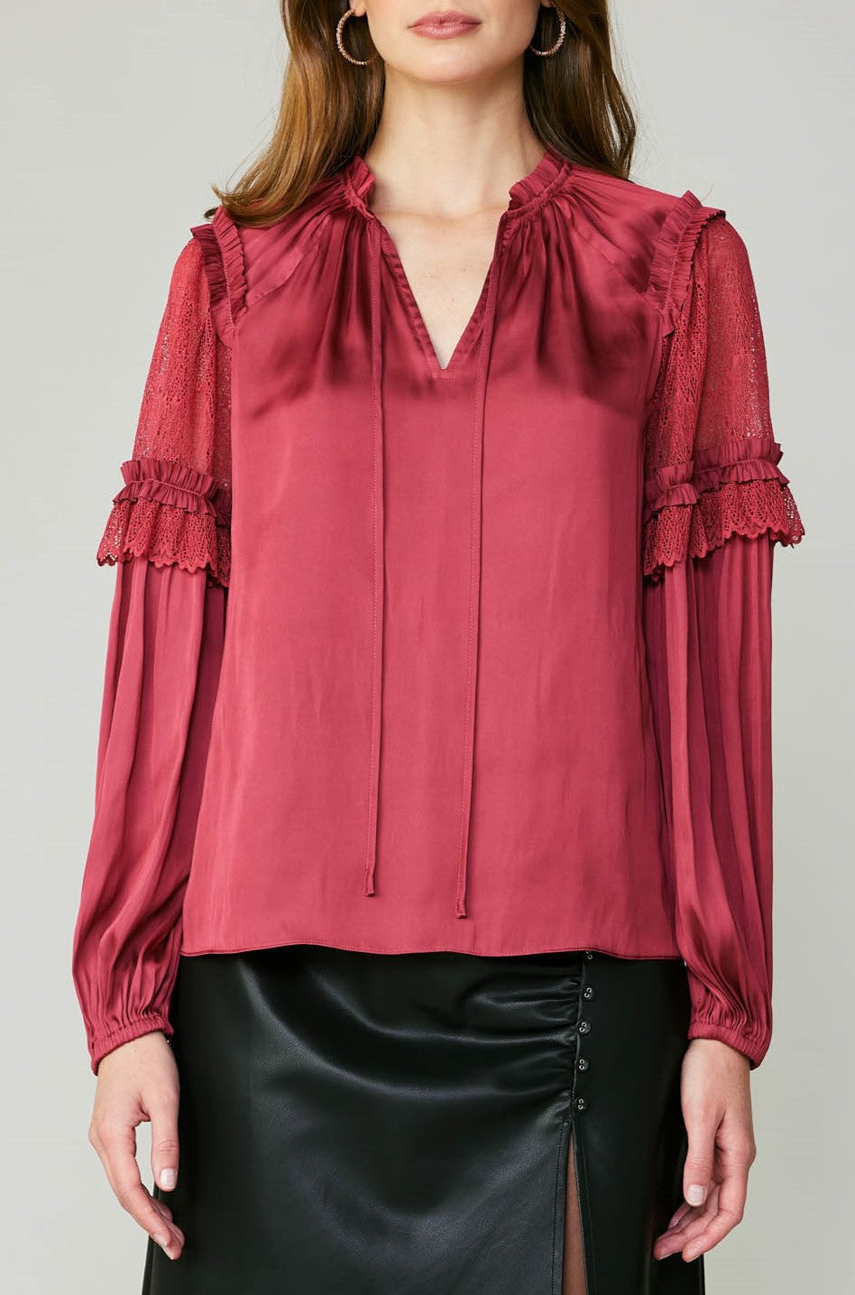 Scarlet Top With Lace Detail