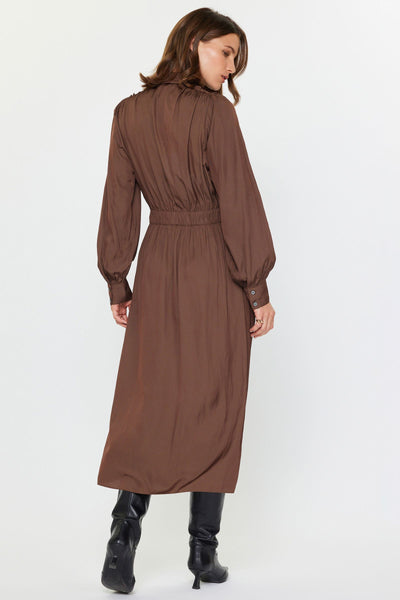 Belted Shirt Dress-Mocha Mousse
