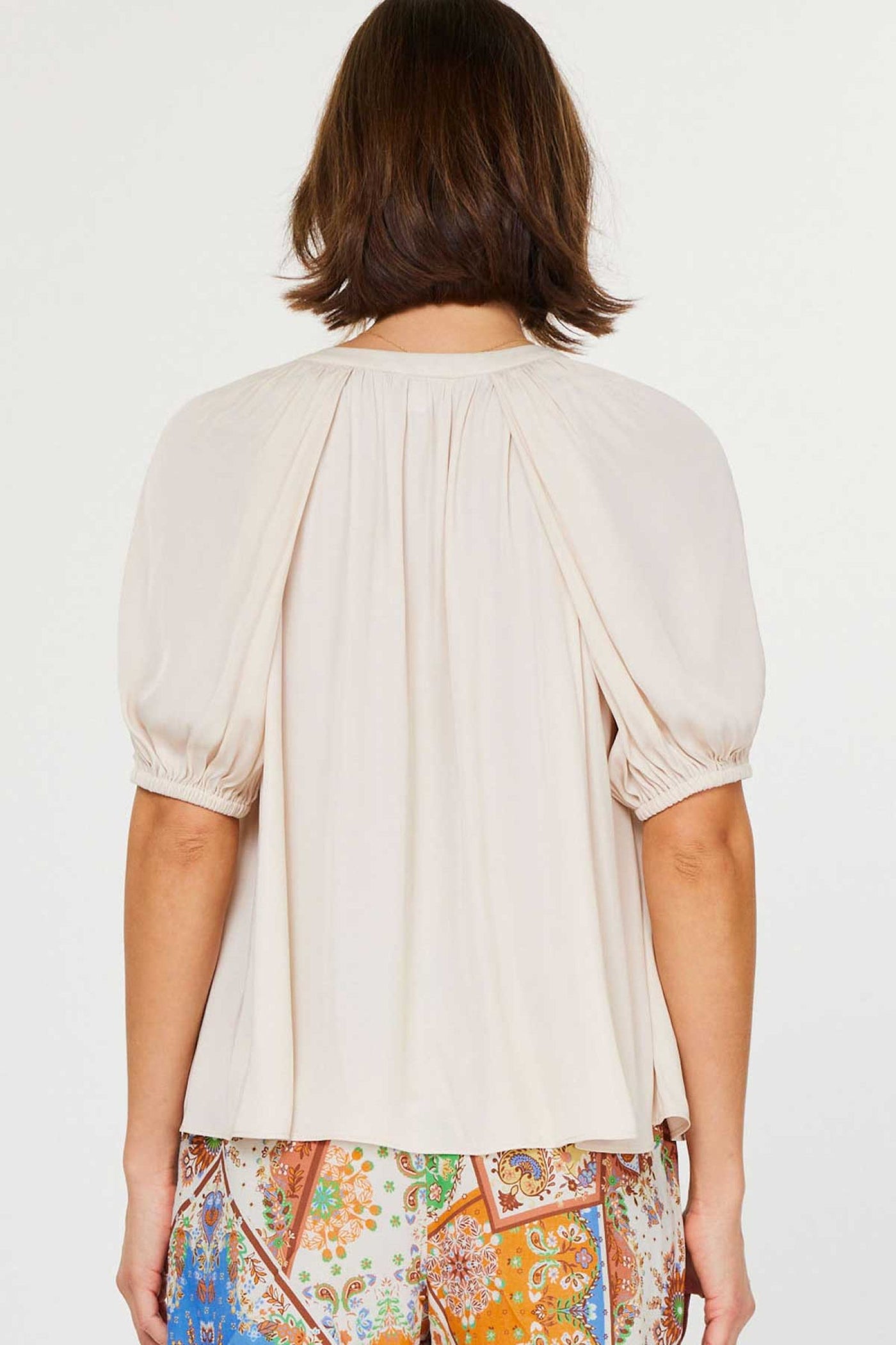 Light Beige V Neck Blouse