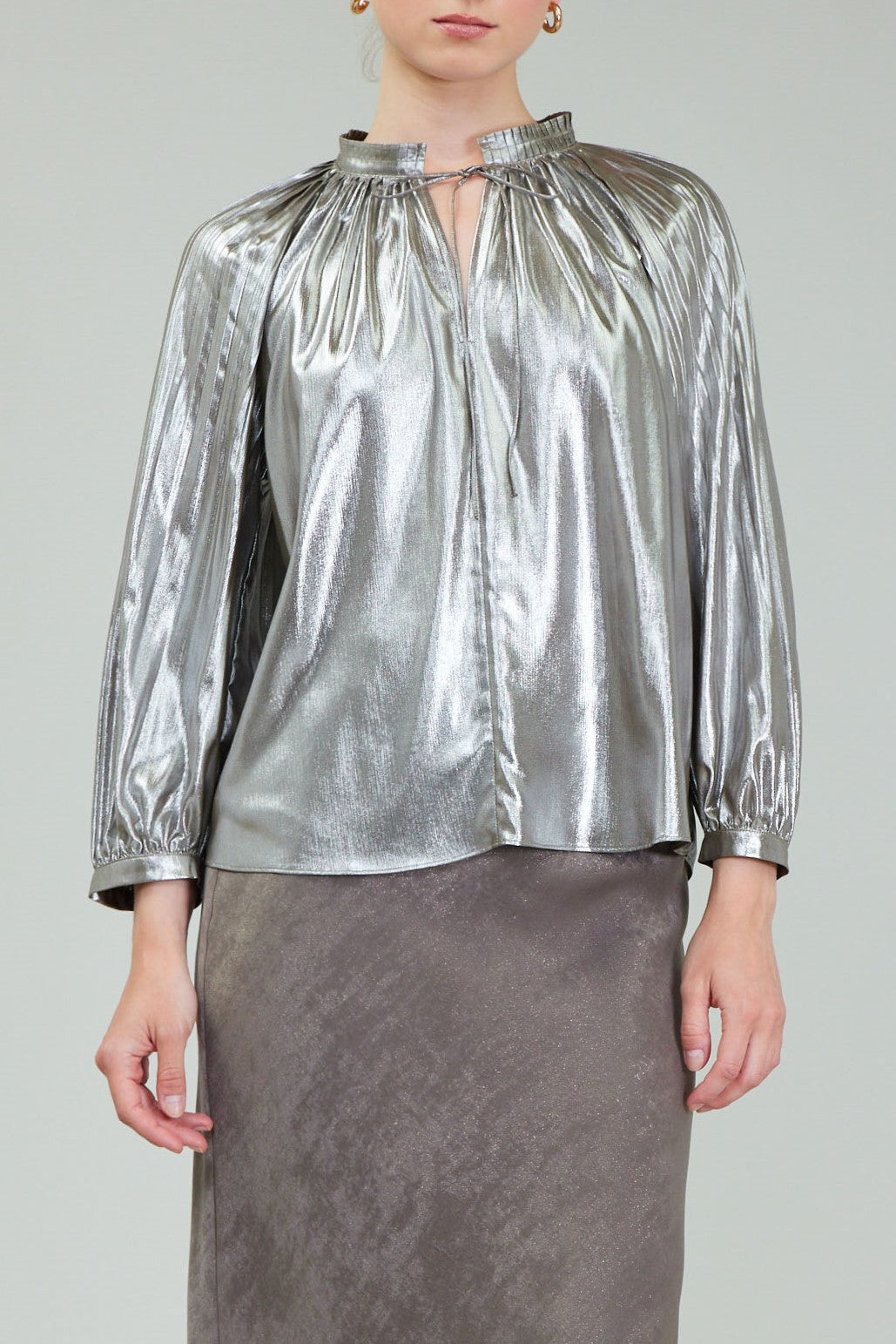 Olive Silver Holiday Top