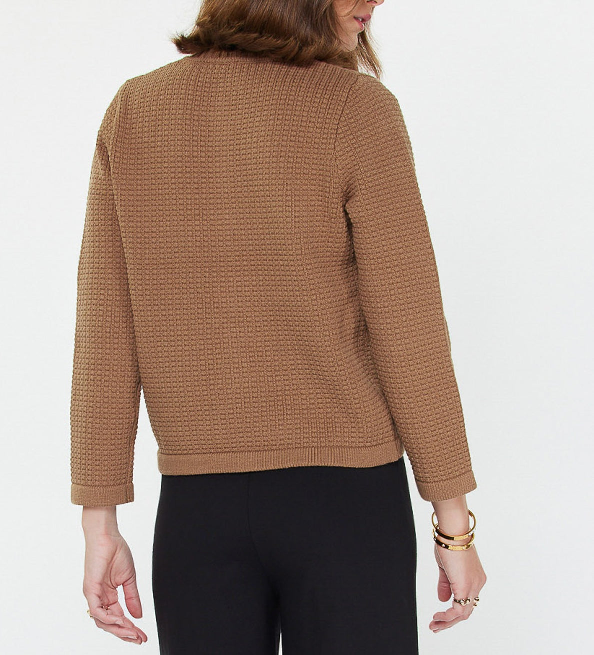 Cocoa Cardigan With Gold Button Detail