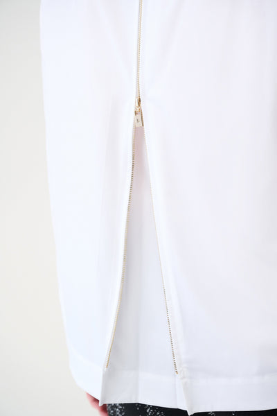 Poplin Zipper Accent Blouse