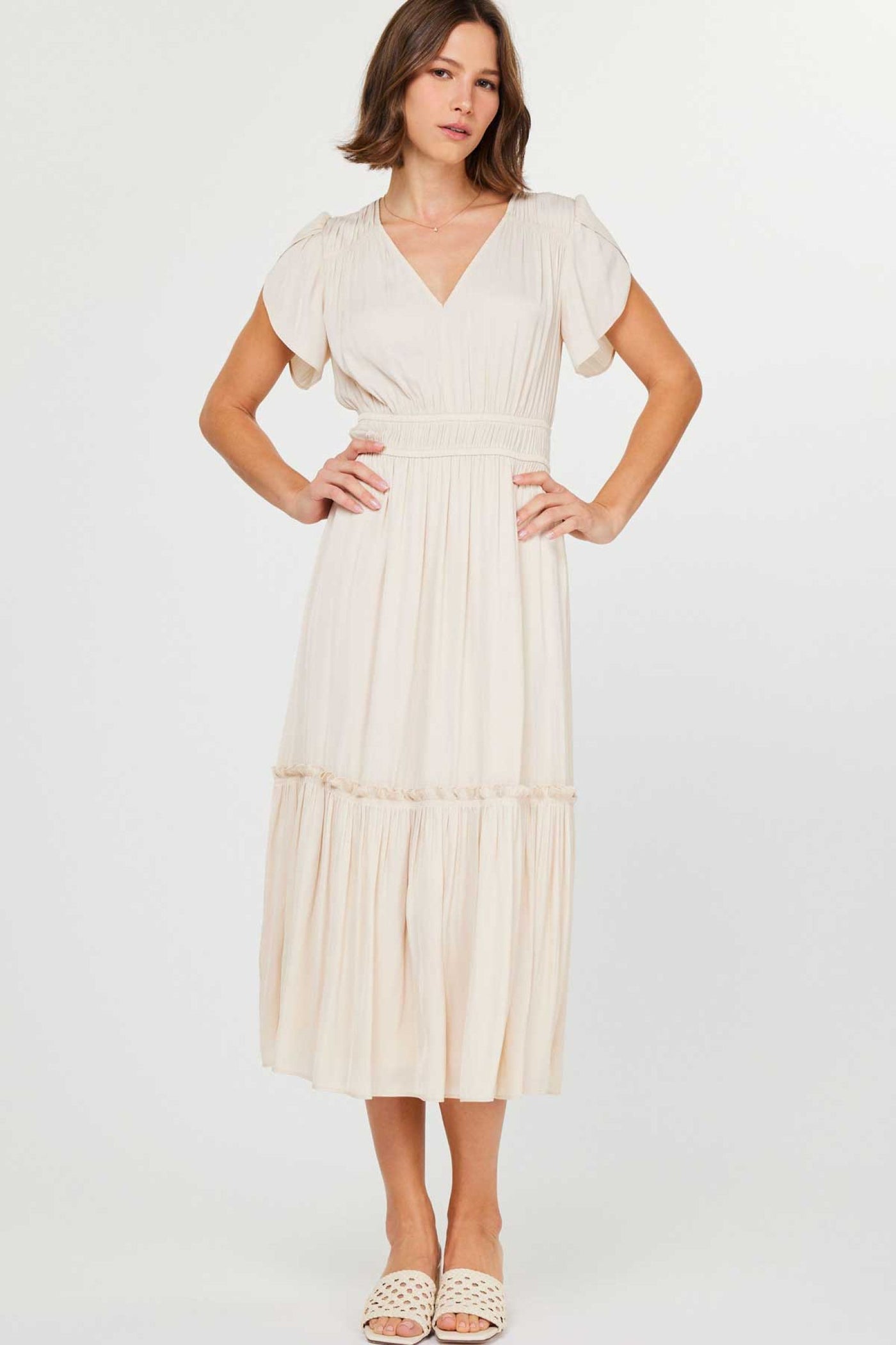 Light Beige Midi Dress