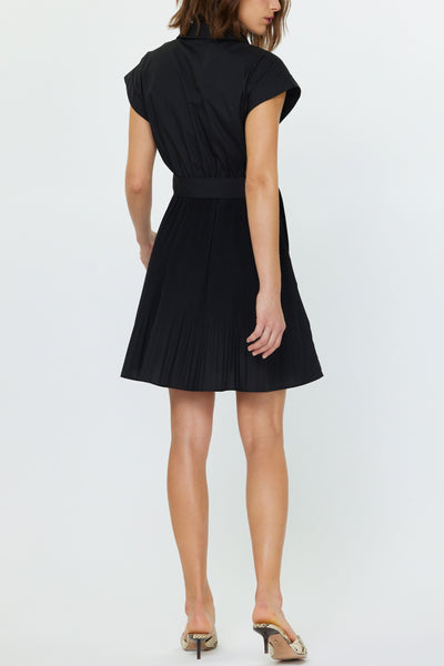 Classic Belted Shirt Dress-Black