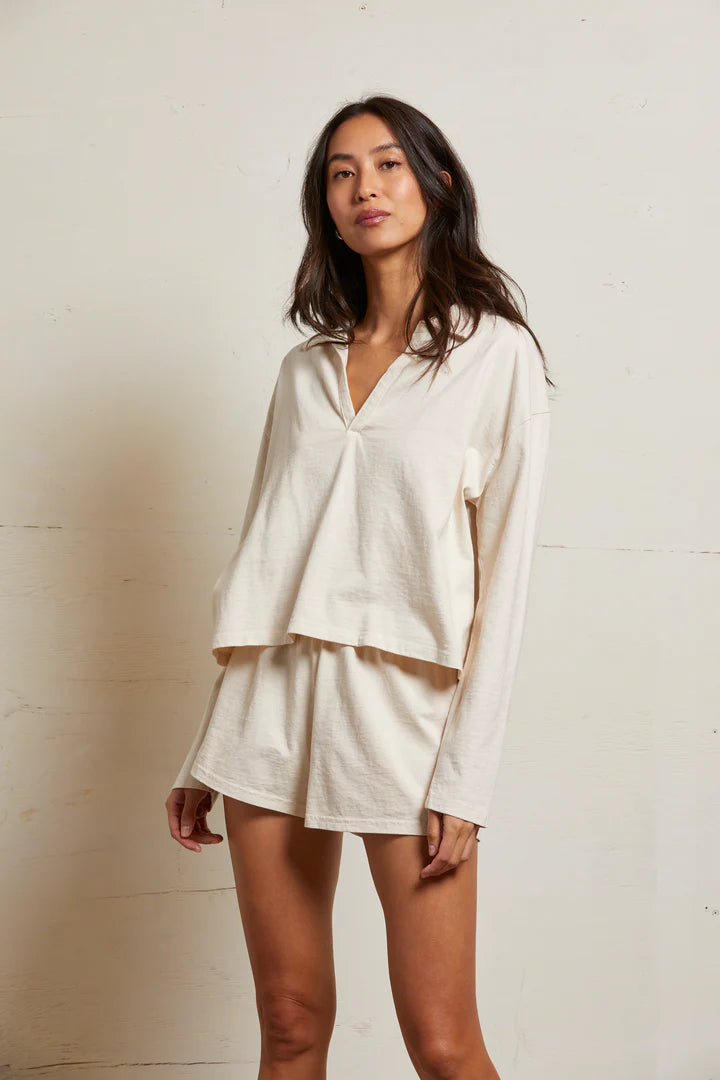 Alison Jersey Collared Shirt-Sugar