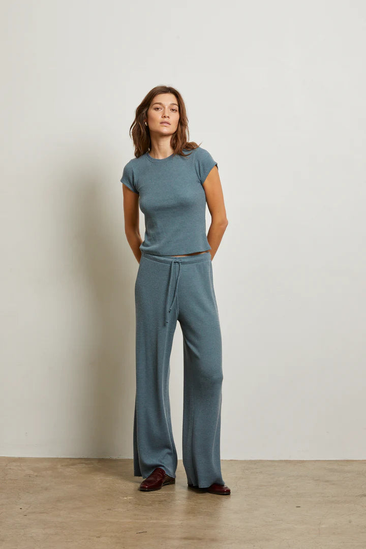 Maddie: Brushed Waffle Drawstring Pant-Slate
