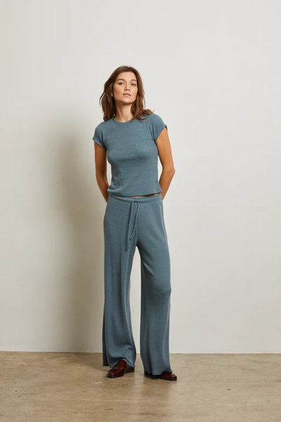 Maddie: Brushed Waffle Drawstring Pant-Slate
