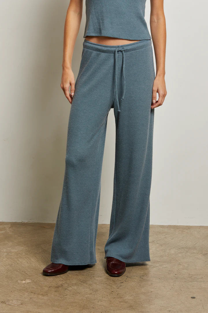 Maddie: Brushed Waffle Drawstring Pant-Slate