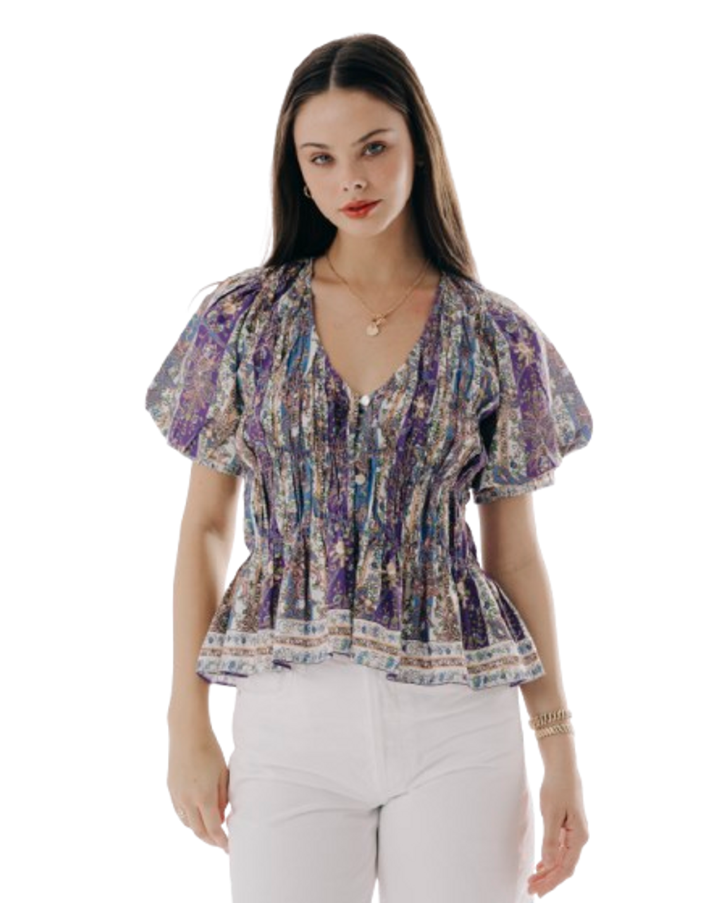 Stevie Mara Striped Floral Top