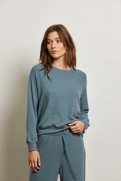 Cooper-Brushed Waffle Raglan Crew-Slate