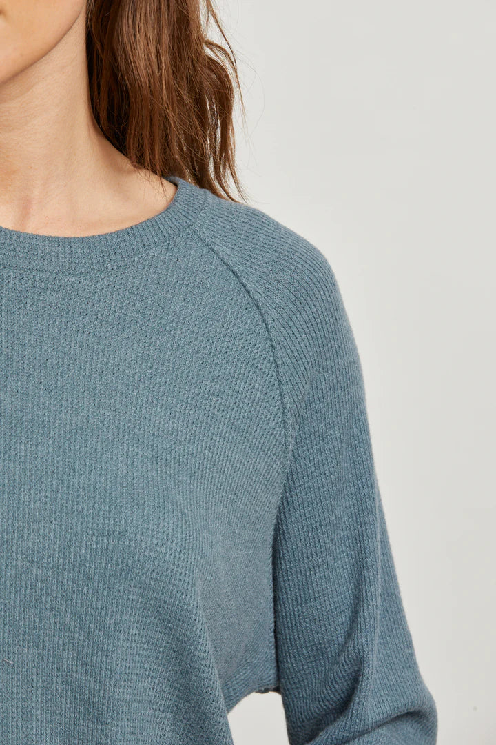 Cooper-Brushed Waffle Raglan Crew-Slate