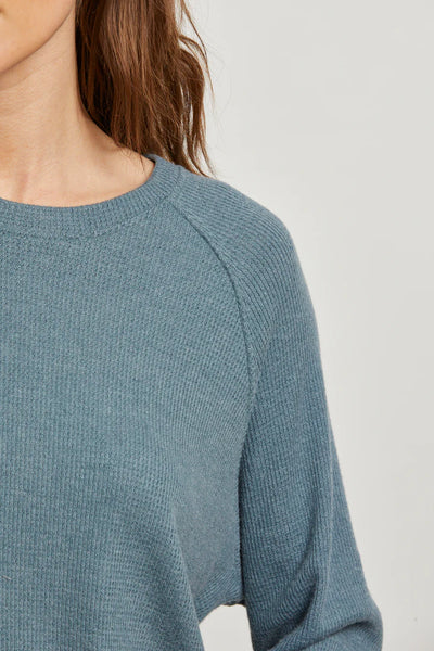 Cooper-Brushed Waffle Raglan Crew-Slate