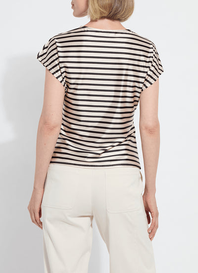 Bruna Side Draped Top- Striped Coastal