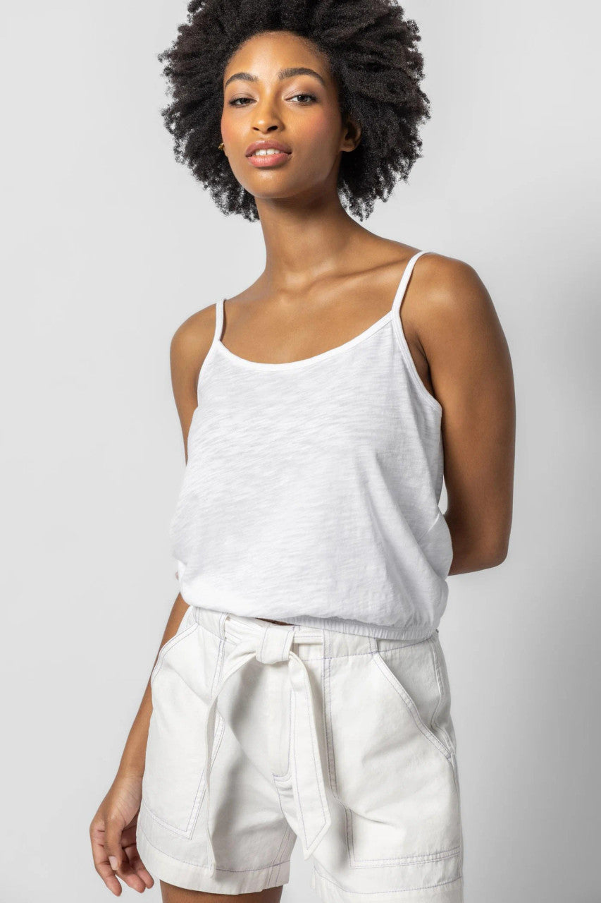 Elastic Hem Camisole-White