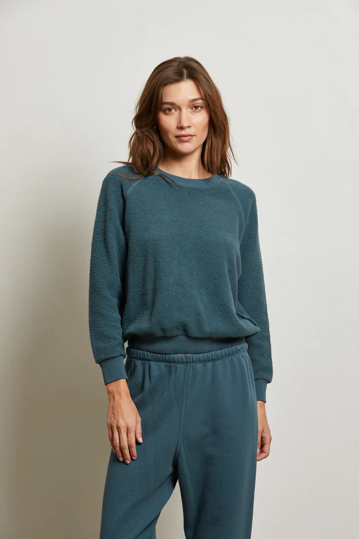 Ziggy Reverse Fleece Shrunken Crew: Slate