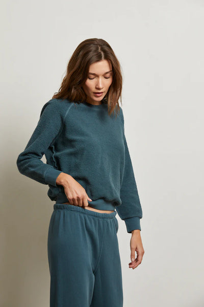 Ziggy Reverse Fleece Shrunken Crew: Slate