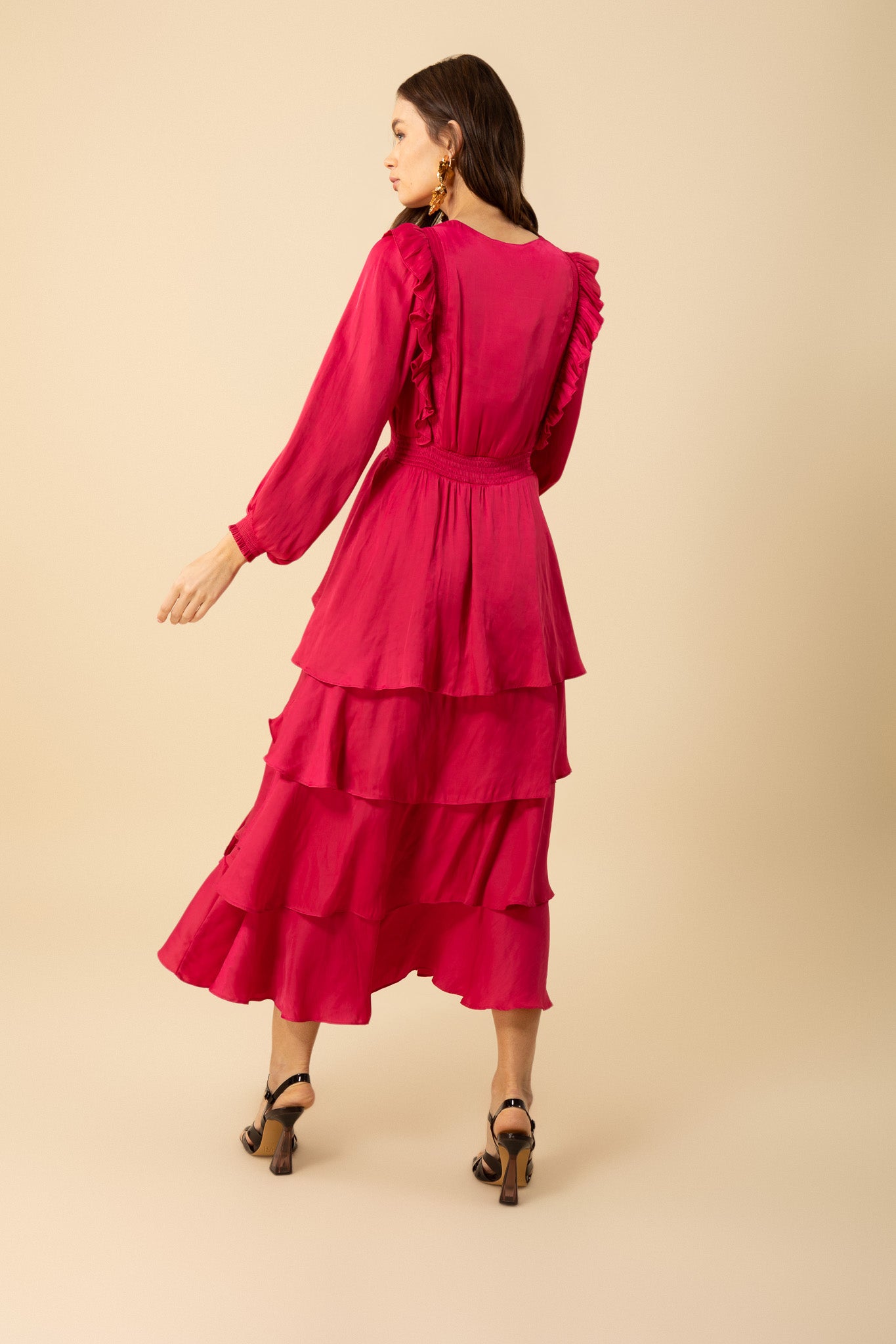 Tiered Dress-Raspberry