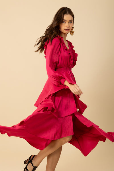 Tiered Dress-Raspberry