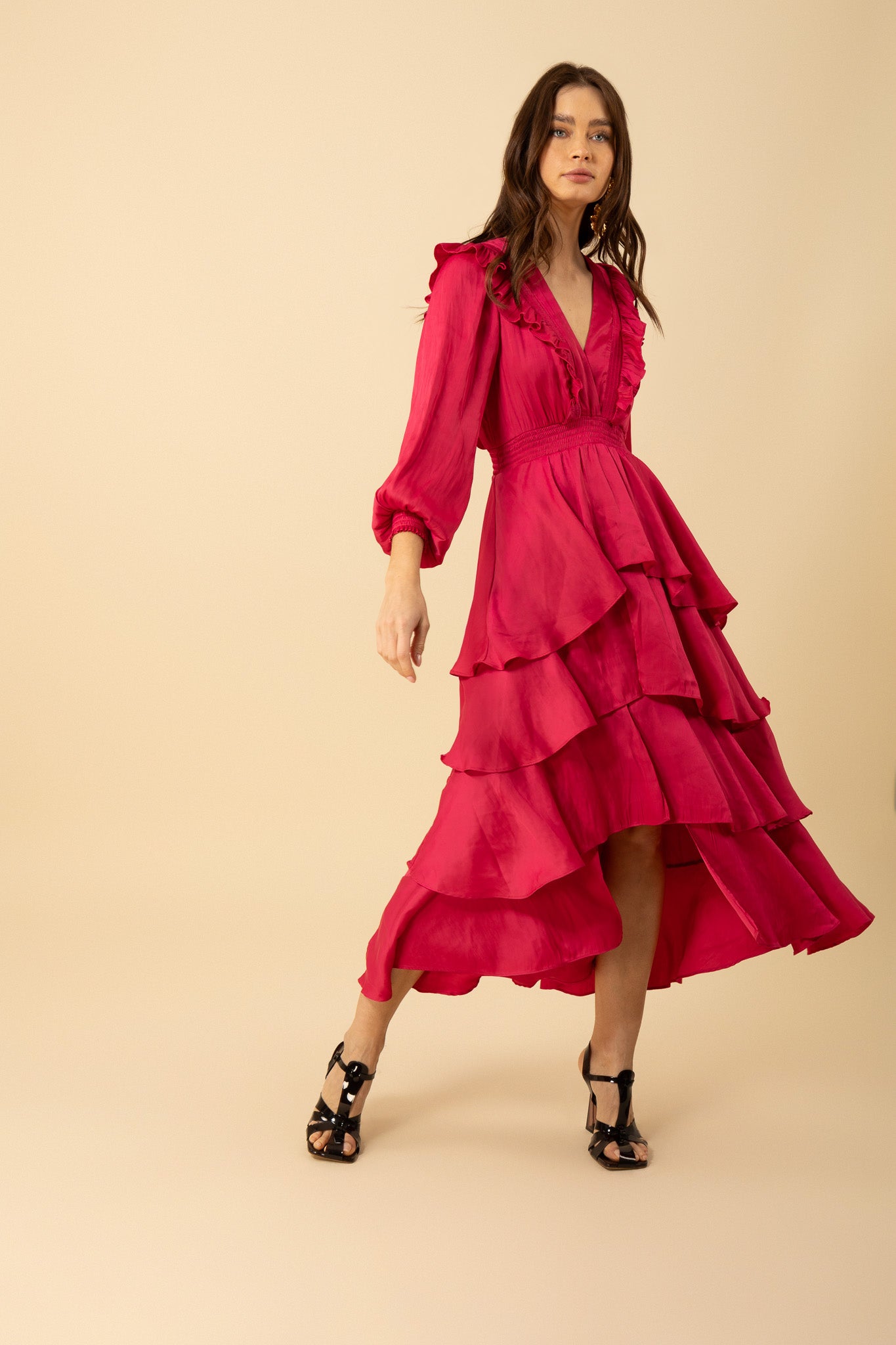 Tiered Dress-Raspberry