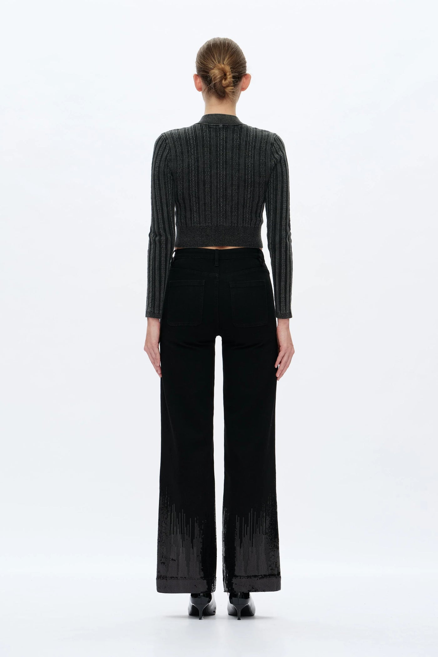 Mid Rise Sequin Black