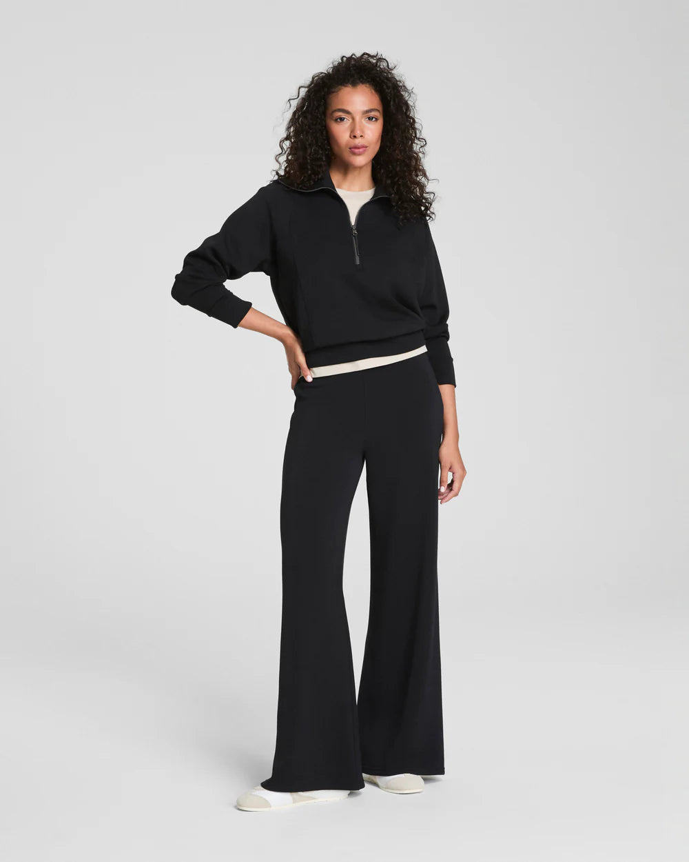 Spanx AirEssentials Half Zip-Very Black