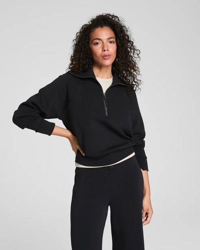 Spanx AirEssentials Half Zip-Very Black