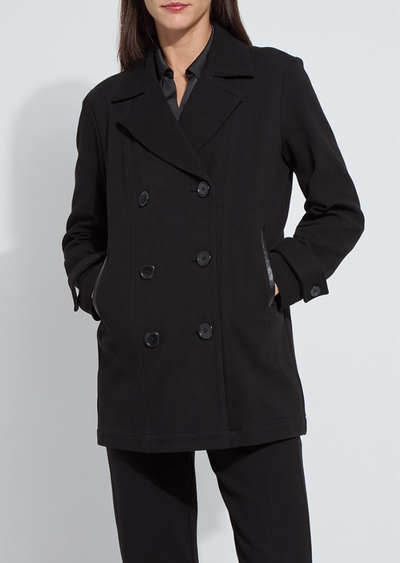 Alma Cavalry Stretch Cotton Twill Peacoat-Black