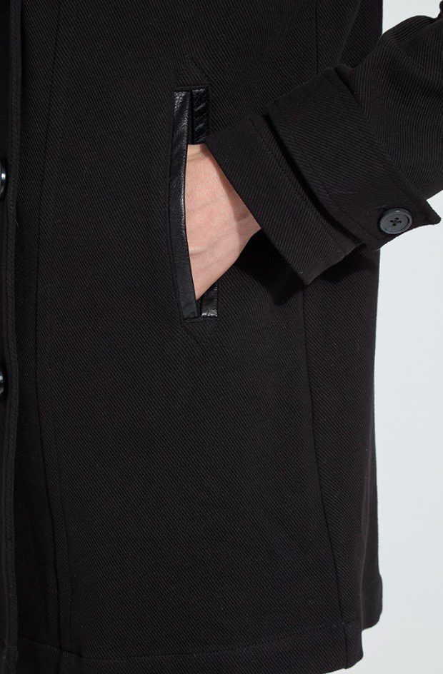 Alma Cavalry Stretch Cotton Twill Peacoat-Black