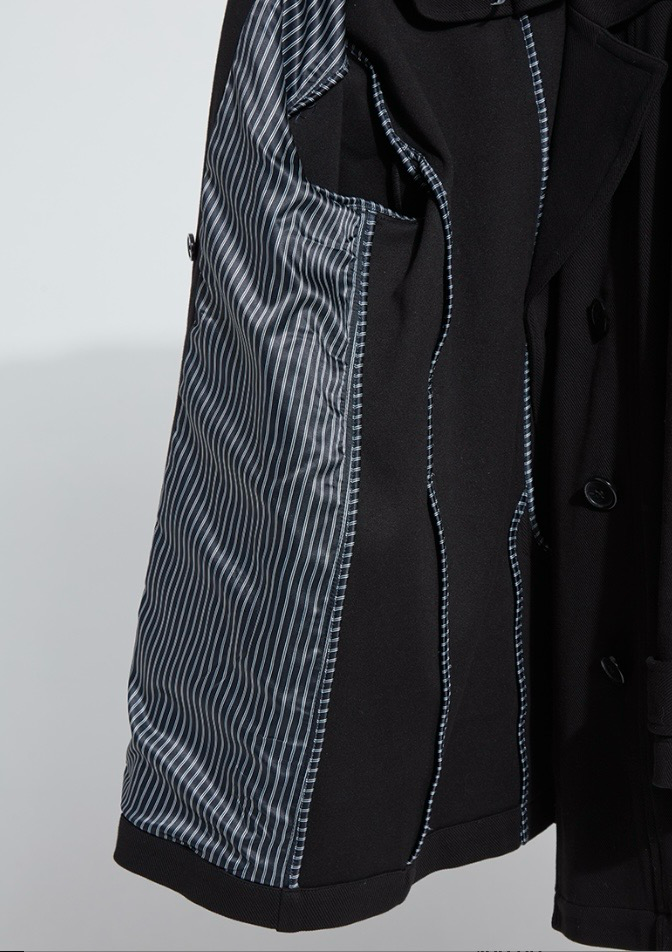Alma Cavalry Stretch Cotton Twill Peacoat-Black