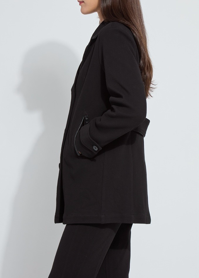 Alma Cavalry Stretch Cotton Twill Peacoat-Black