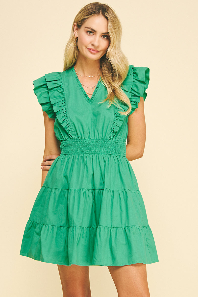 Ruffled Sleeve Mini Dress